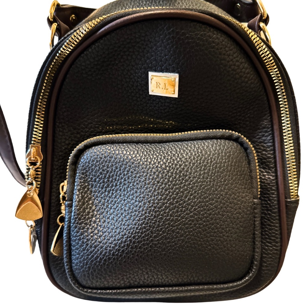 Ralph Lauren Black Leather Backpack